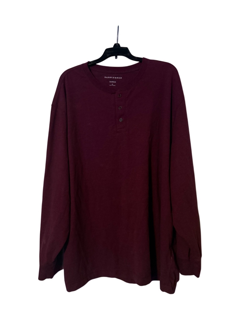 Saddlebred Long Sleeve Flex Henley 3XL Maroon
